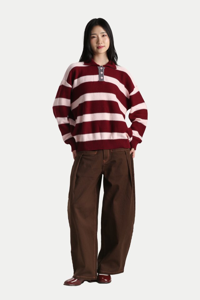 KAYLEE CONTRAST STITCH CURVED JEANS IN MOCHA