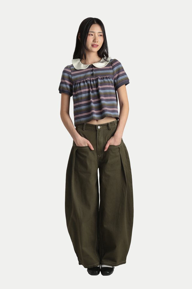 KAYLEE CONTRAST STITCH CURVED JEANS IN HUNTER