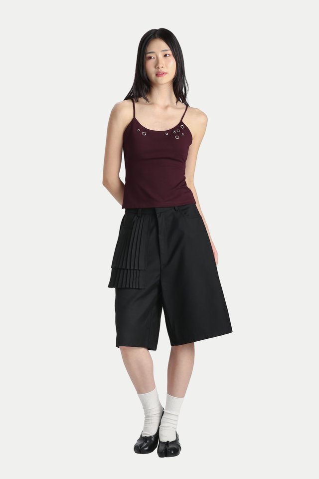 JEMMA PADDED EYELET TANK TOP IN MULBERRY