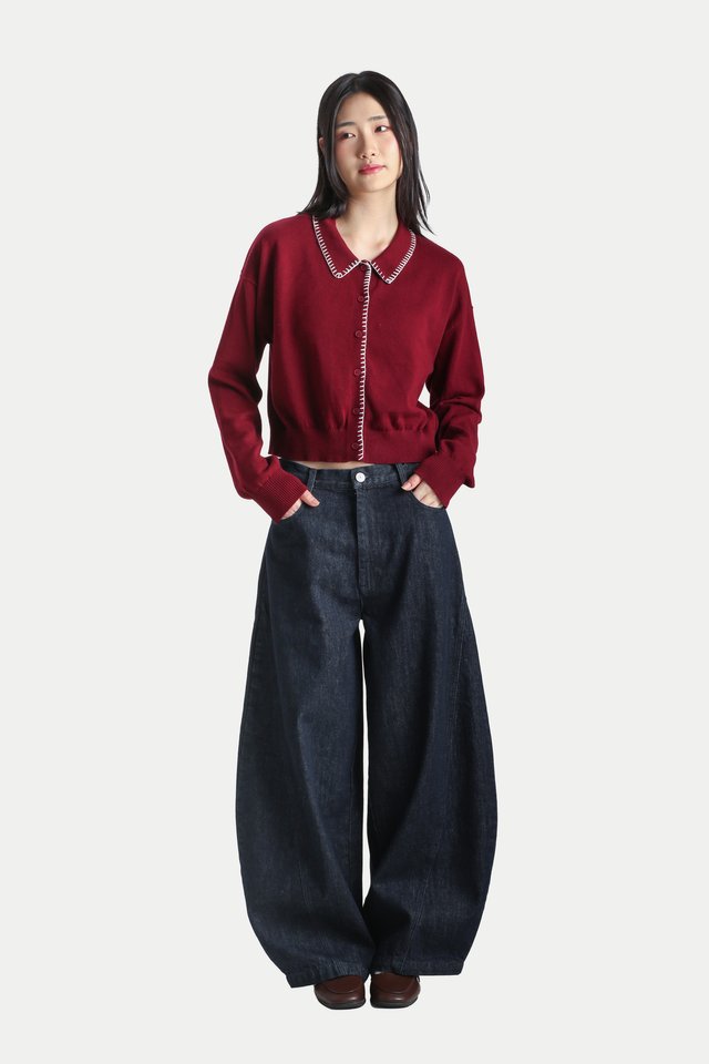 CLAIRO BARREL DENIM JEANS IN DARK WASH