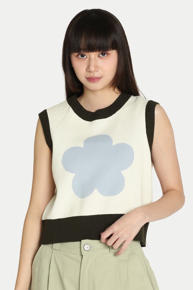 TANSY FLOWER VEST IN CREAM