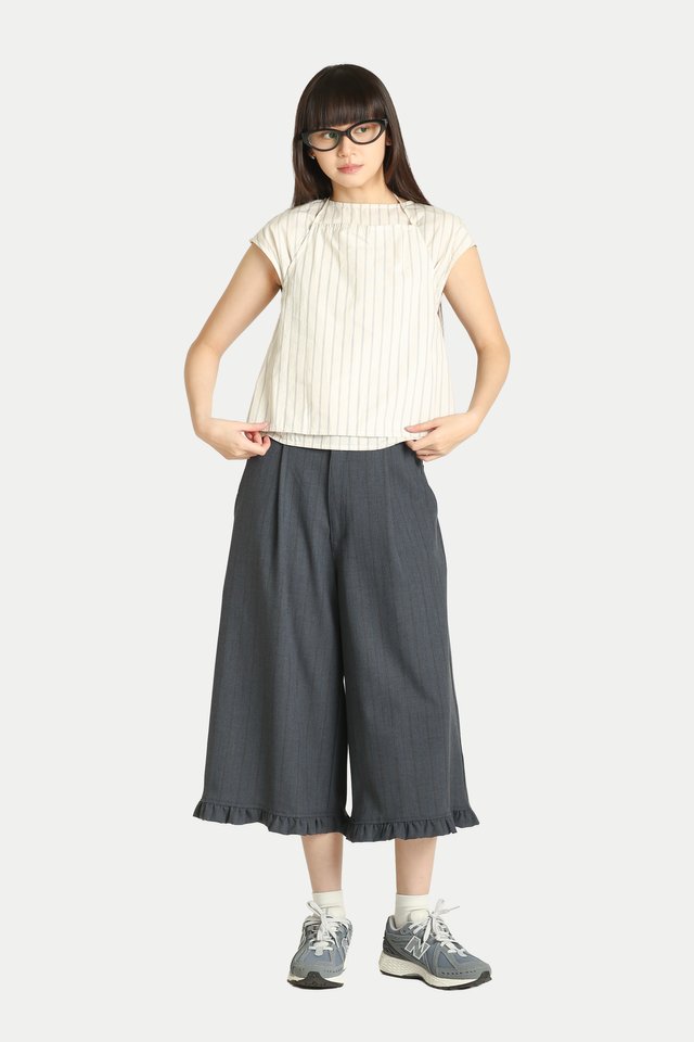 ANNE TWO-PIECE SCARF TOP IN CREAM STRIPES