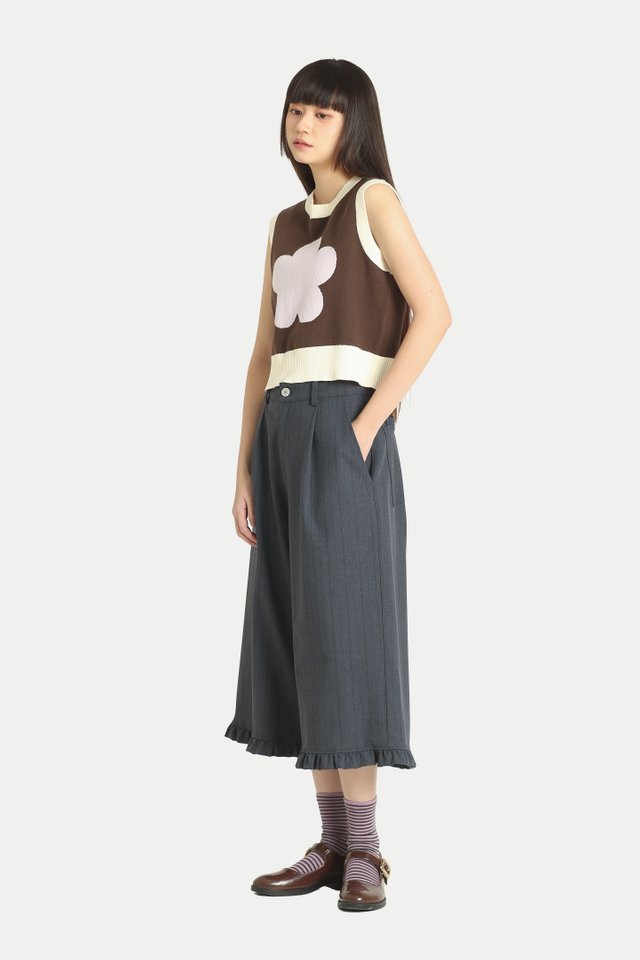 LOLA SUIT FRILL HEM JORTS IN VINTAGE BLUE STRIPES