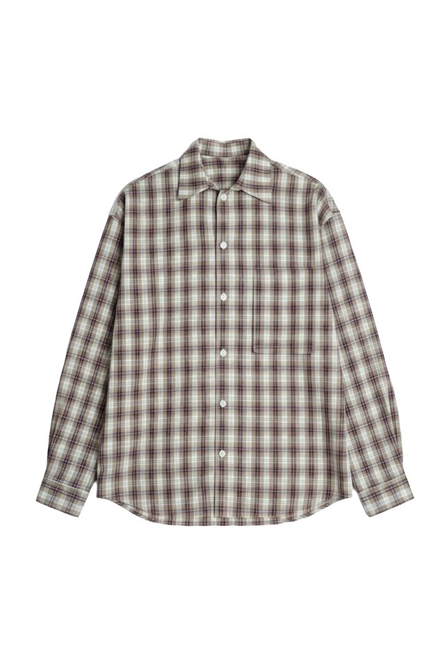 ALTON CHECKED OVERSIZED POCKET SHIRT IN KHAKI