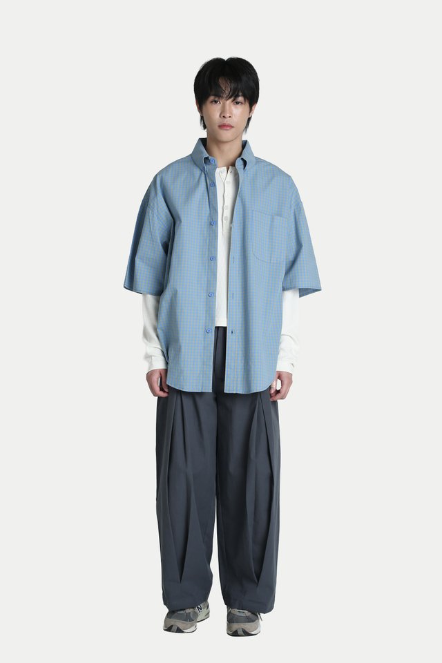 DAVIS OVERSIZED CHECKED SHIRT IN SKY