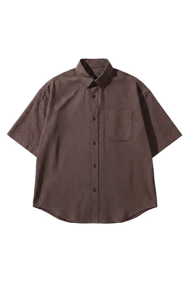 DAVIS OVERSIZED SEERSUCKER CHECKED SHIRT IN CHOCOLATE