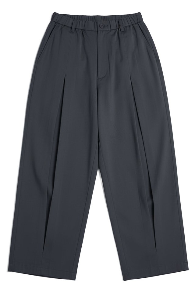 HARRISON BOX PLEAT TROUSERS IN CHARCOAL