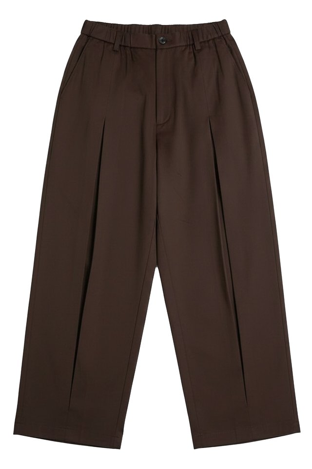 HARRISON BOX PLEAT TROUSERS IN CHOCOLATE