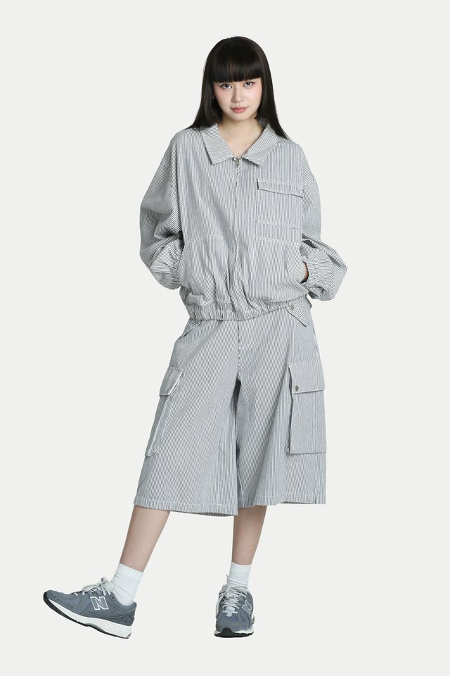 RYKER HICKORY STRIPE WORK JACKET IN WHITE