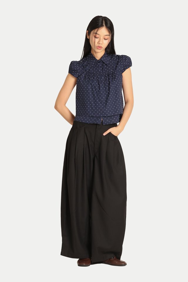OTTALIE TWO-PIECE TOP IN NAVY DOTS