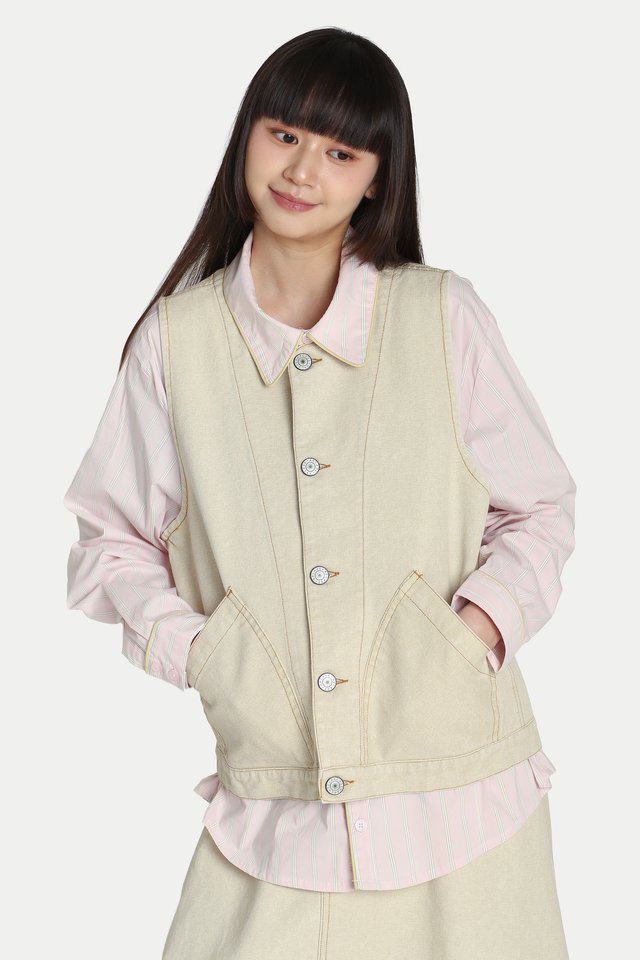 TAKAMI BOXY VEST IN OAT