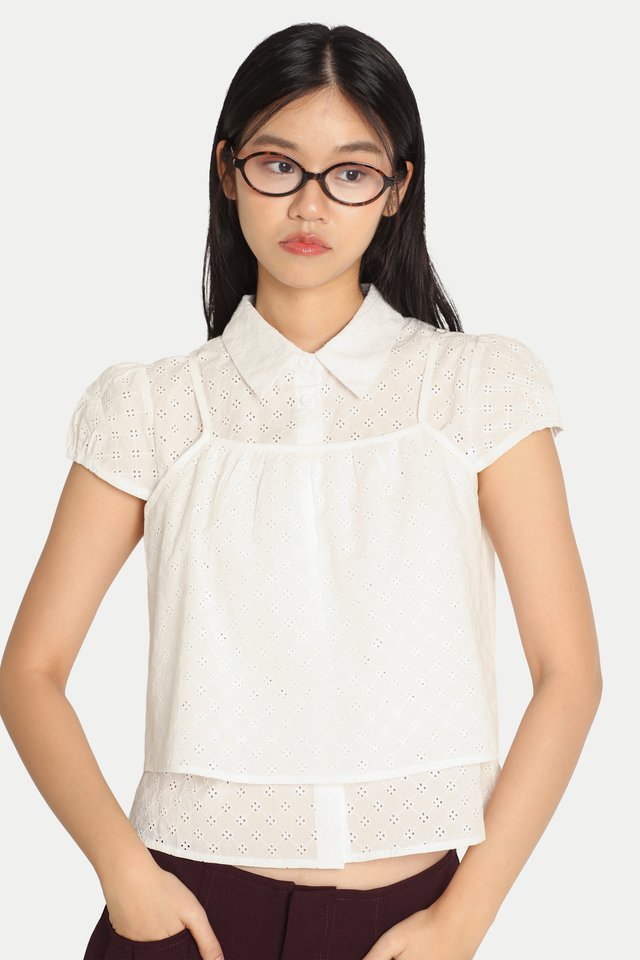 OTTALIE TWO-PIECE TOP IN WHITE BRODERIE