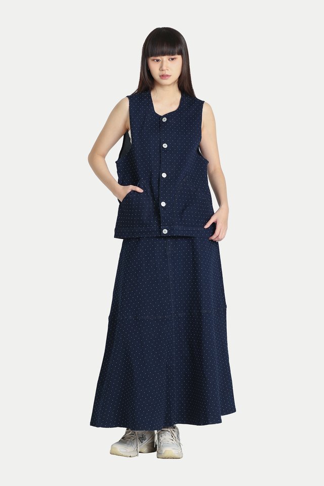 TAKAMI DENIM VEST IN DARK DOT