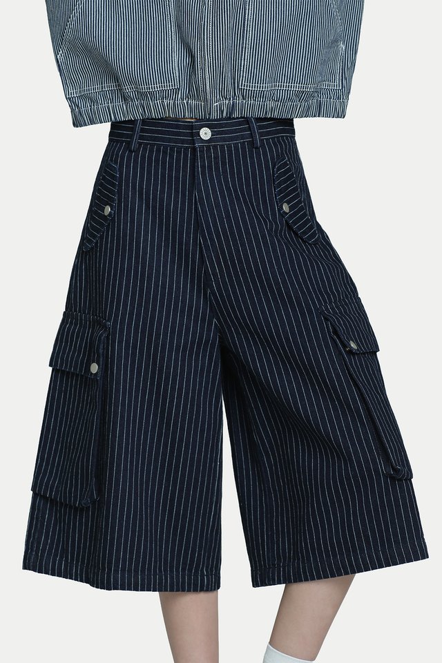 MARLIE CARGO JORTS IN DARK STRIPES