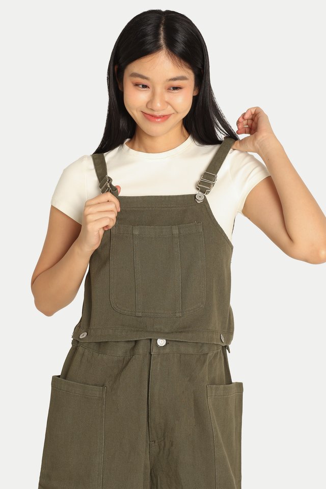 JADA 2-WAY DUNGAREE TOP IN HUNTER