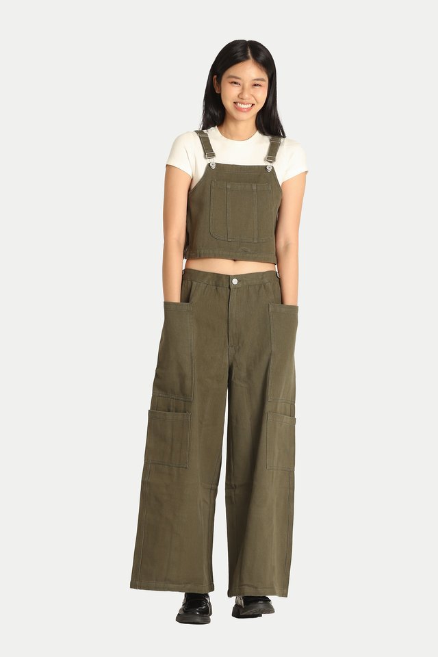 KOJO 2-WAY WORKER WIDE LEG JEANS IN HUNTER