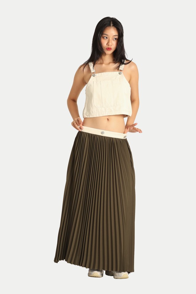 ITSUKI 2-WAY PLEATED WORKER MAXI SKIRT IN HUNTER