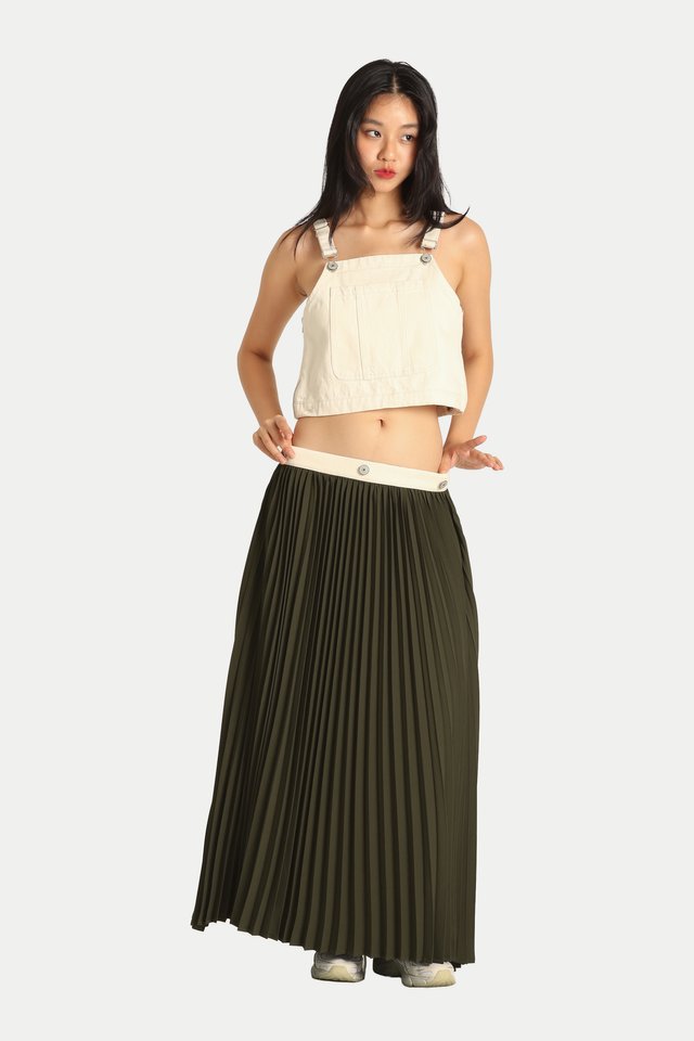 ITSUKI 2-WAY PLEATED WORKER MAXI SKIRT IN HUNTER