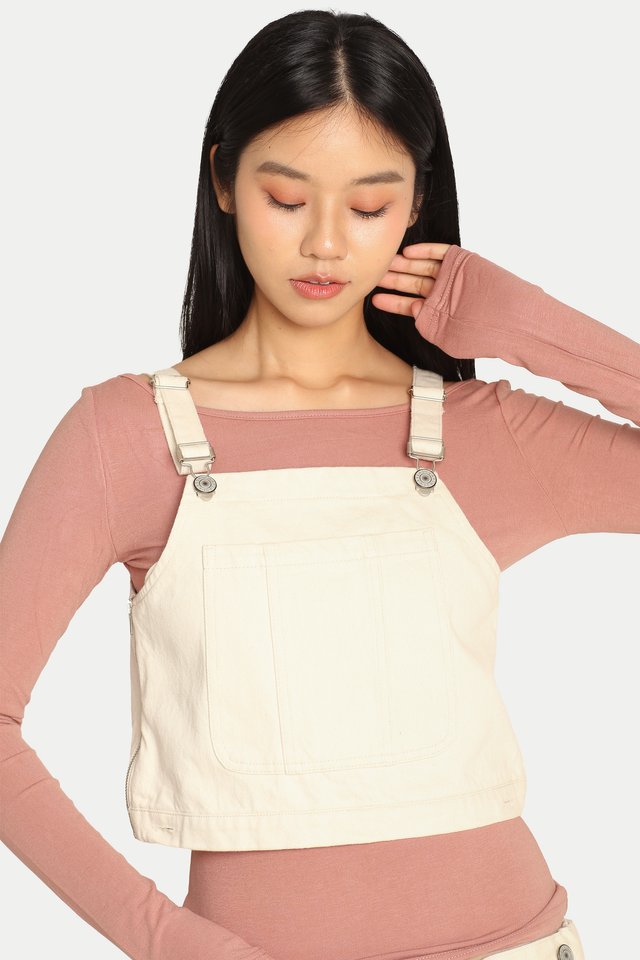 JADA 2-WAY DUNGAREE TOP IN ECRU