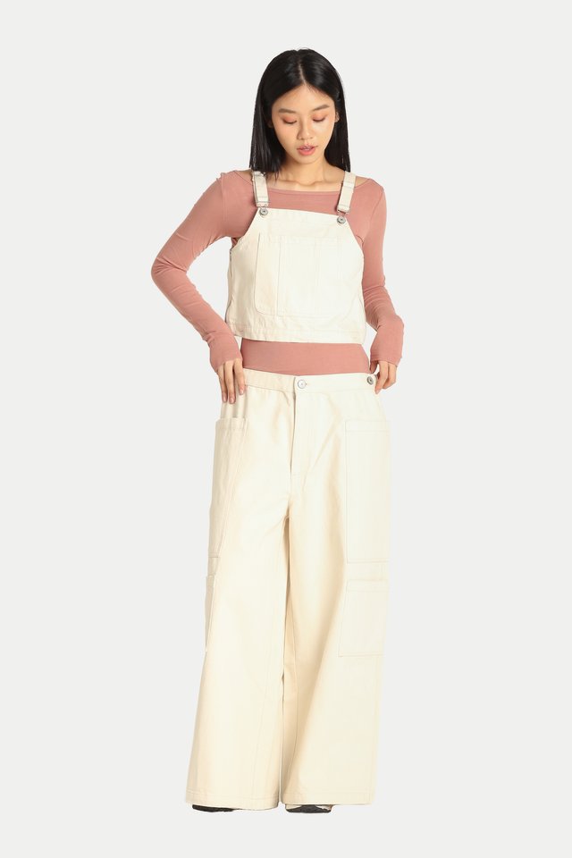 KOJO 2-WAY WORKER WIDE LEG JEANS IN ECRU