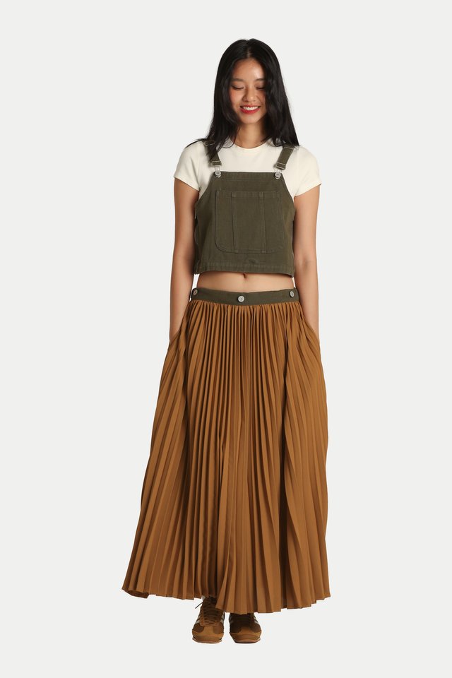 ITSUKI 2-WAY PLEATED WORKER MAXI SKIRT IN SADDLE