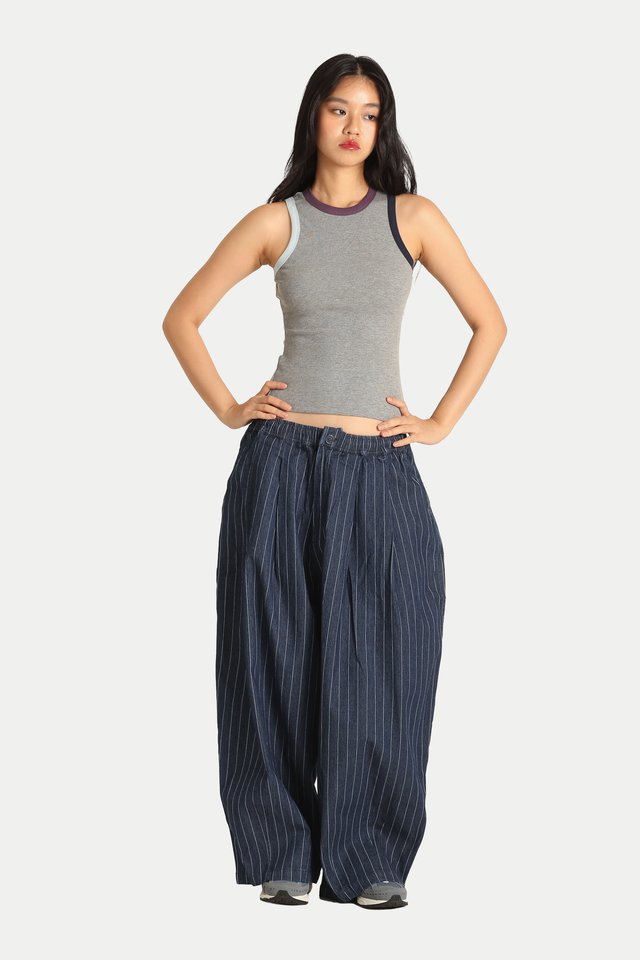 YUNA COLOURBLOCK TANK IN LIGHT GREY