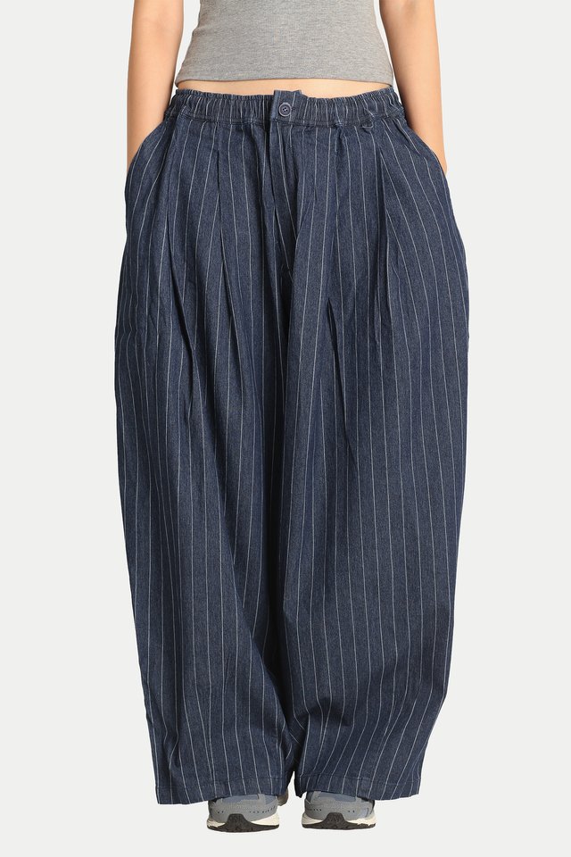 KOUTA DENIM PARACHUTE PANTS IN MID STRIPES