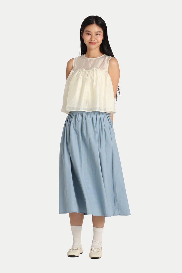 MIZUNA SHEER SCALLOP BABYDOLL TOP IN WHIPPED CREAM