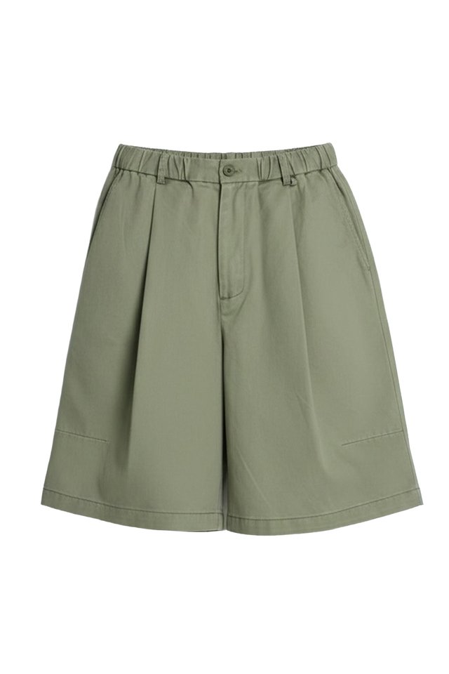 TODO WIDE-FIT PLEATED SHORTS IN MOSS