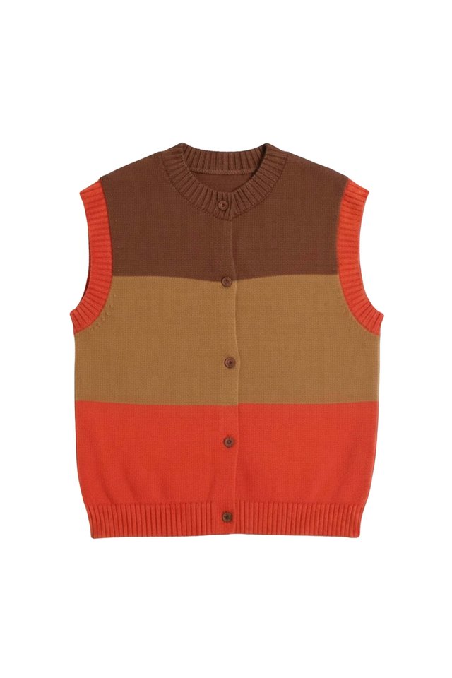 BING KNITTED STRIPED VEST IN DUNE