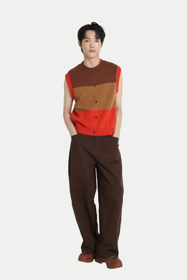 BING KNITTED STRIPED VEST IN DUNE