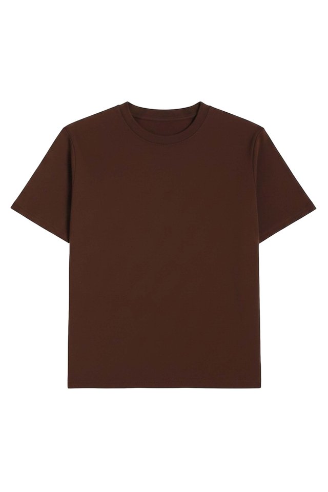 HEDI CROPPED FITTED TEE IN CHOCOLATE