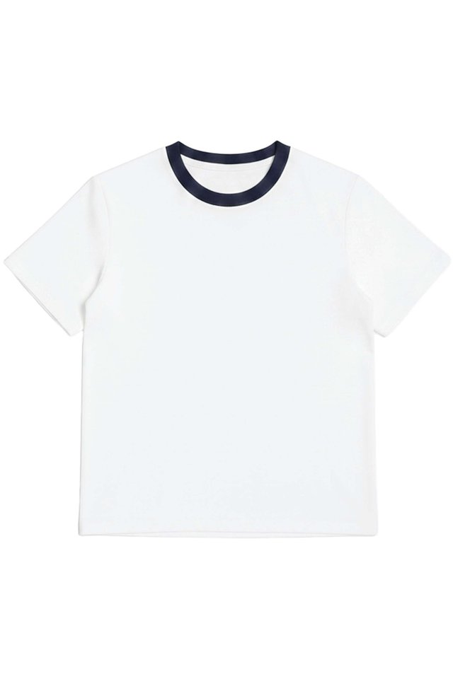 HEDI CROPPED RINGER TEE IN WHITE