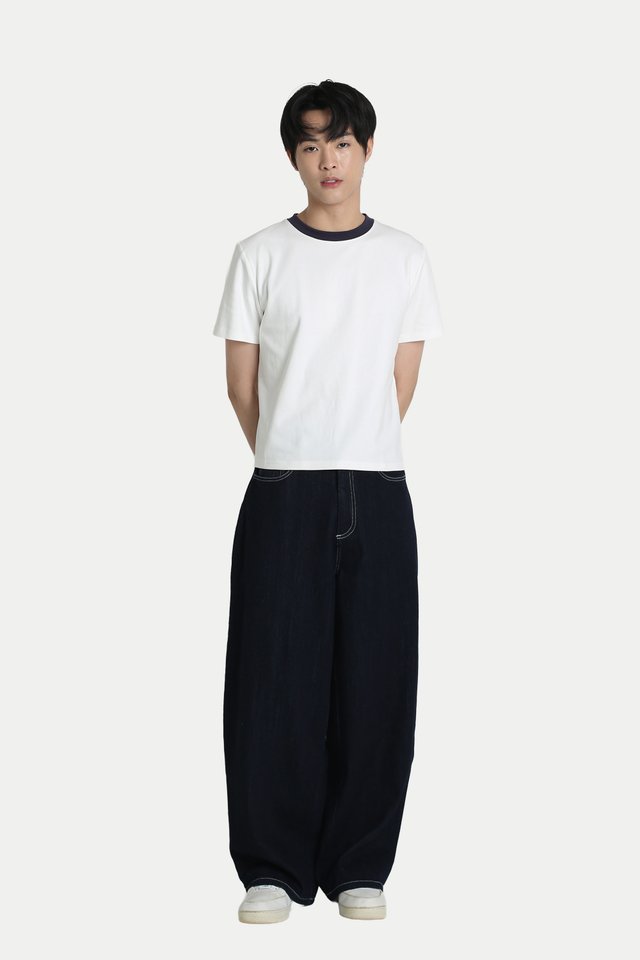 HEDI CROPPED RINGER TEE IN WHITE