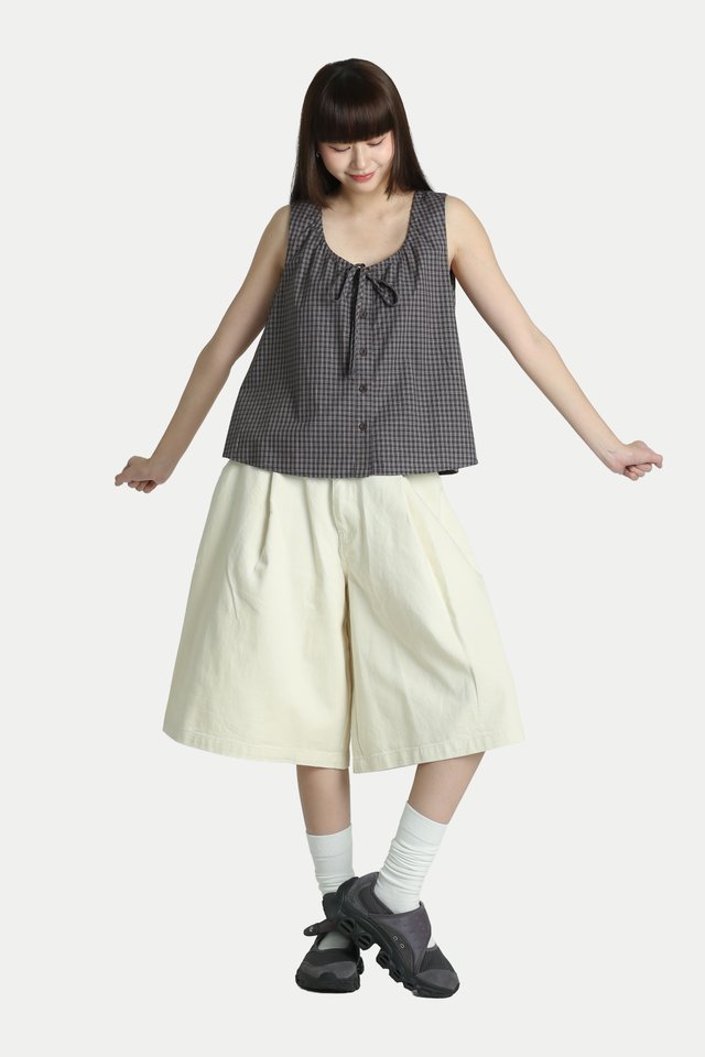 ROCHELLE GATHER FLARE TOP IN KOALA CHECKS