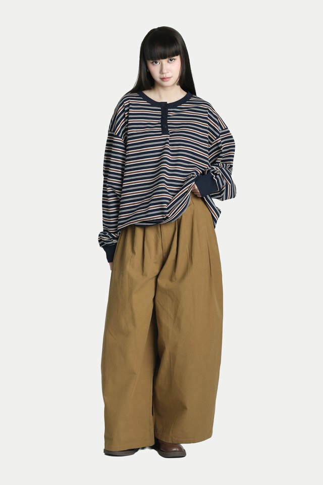 MITSUKO TAILORED BARREL LEG PANTS IN SADDLE