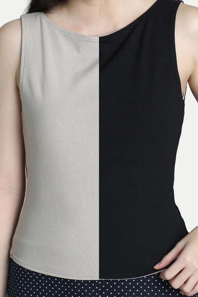 SOLARA REVERSIBLE TANK IN BLACK/BONE