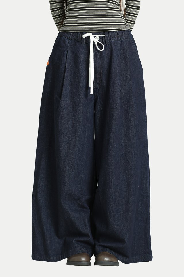 KURA WIDE-LEG DENIM DRAWSTRING JEANS IN DARK WASH