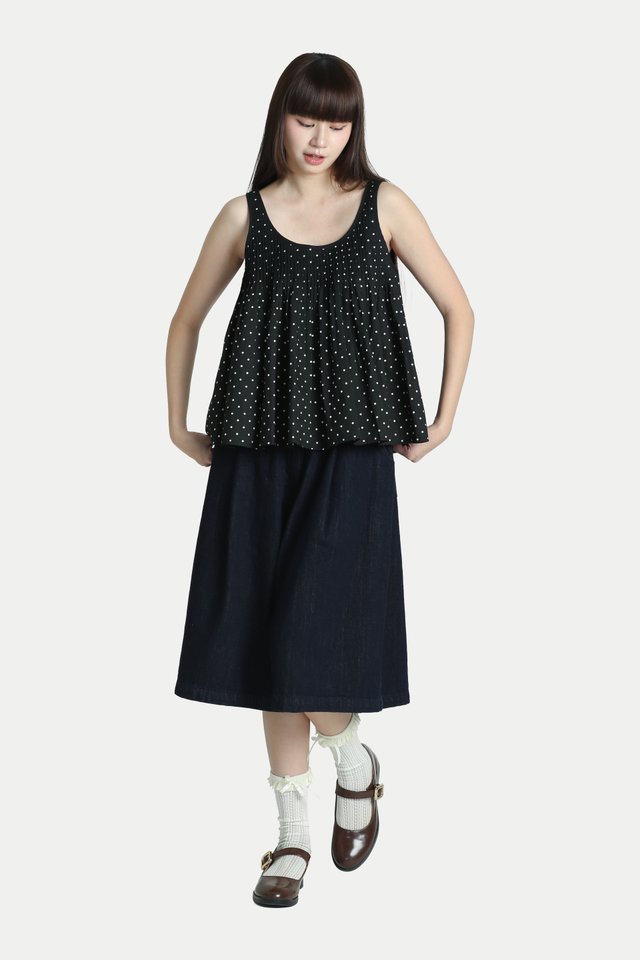 ALICE PINTUCK PLEAT TOP IN BLACK DOTS