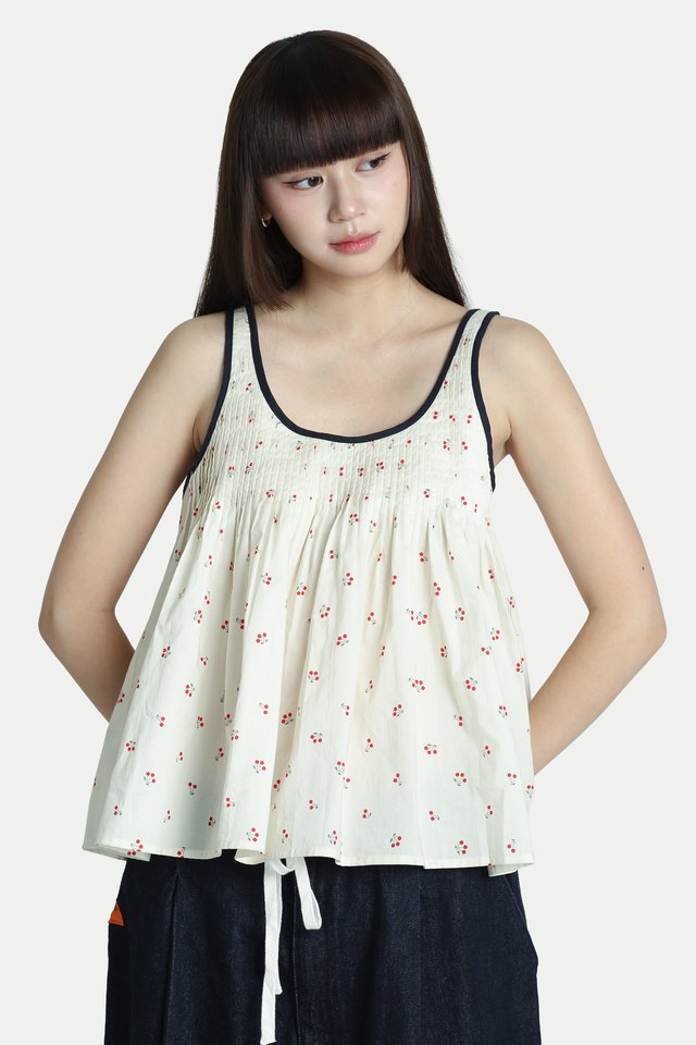 ALICE PINTUCK PLEAT TOP IN CHERRIES