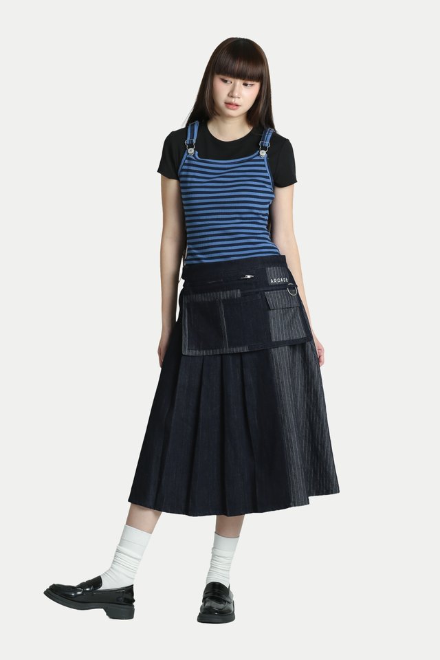 GORO DENIM APRON BELT BAG IN DARK/STRIPES