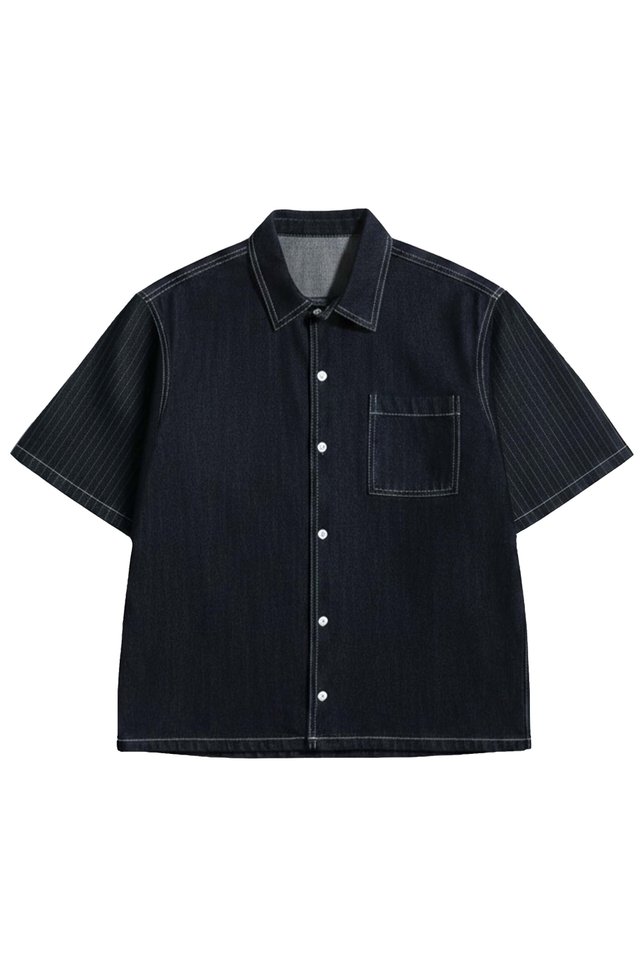 REGGIE BOXY-FIT DENIM SHIRT IN DARK WASH
