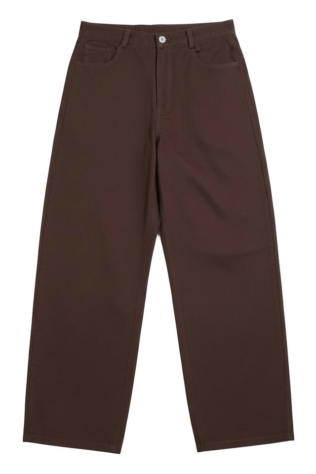RUSSELL BAGGY TWILL TROUSERS IN CHOCOLATE