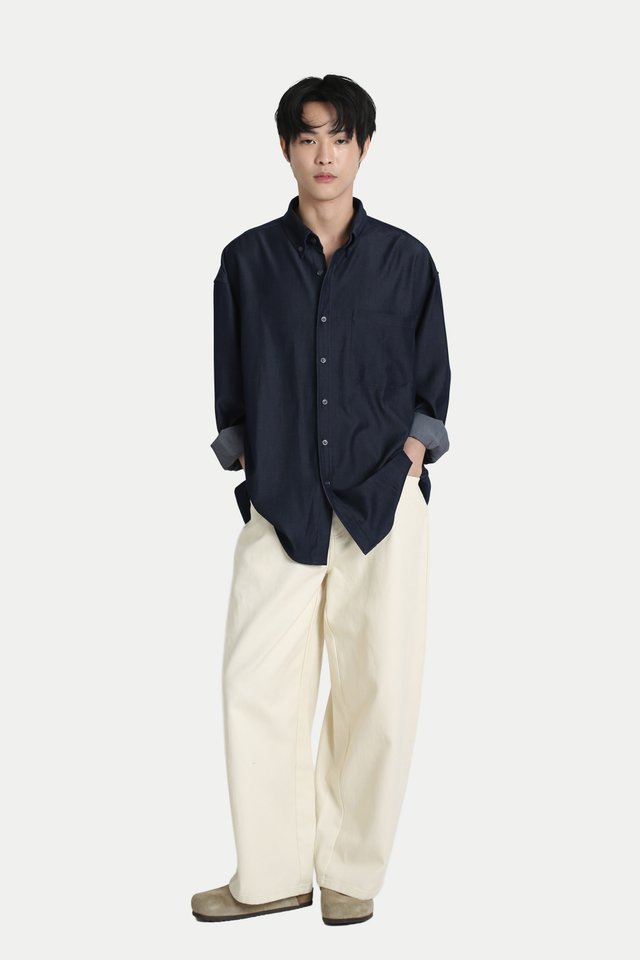 THIERRY OVERSIZED CHAMBRAY SHIRT IN DARK WASH