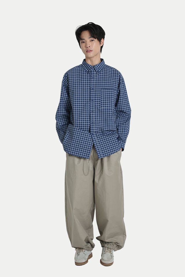 THIERRY OVERSIZED CHECKED SHIRT IN BLUE
