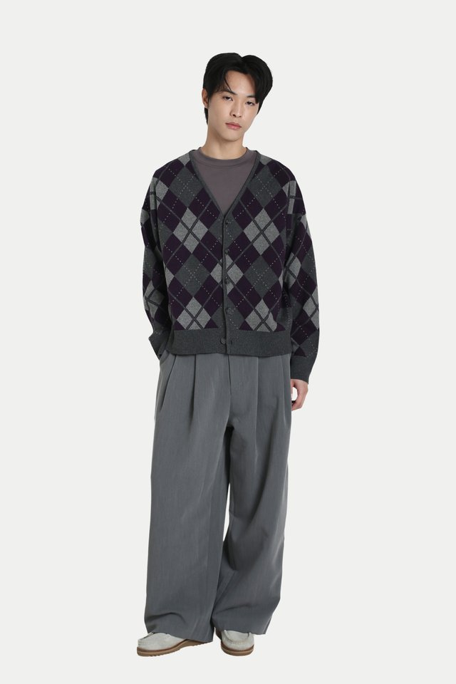 THADDEUS DOUBLE PLEAT TROUSERS IN GREY