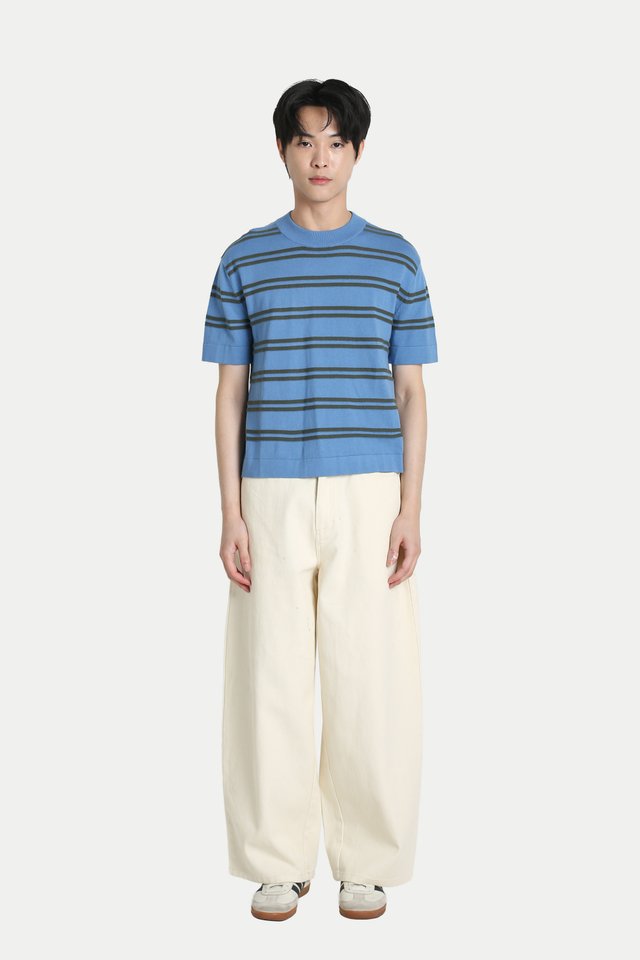 HUEY STRIPED KNIT TOP IN BLUE