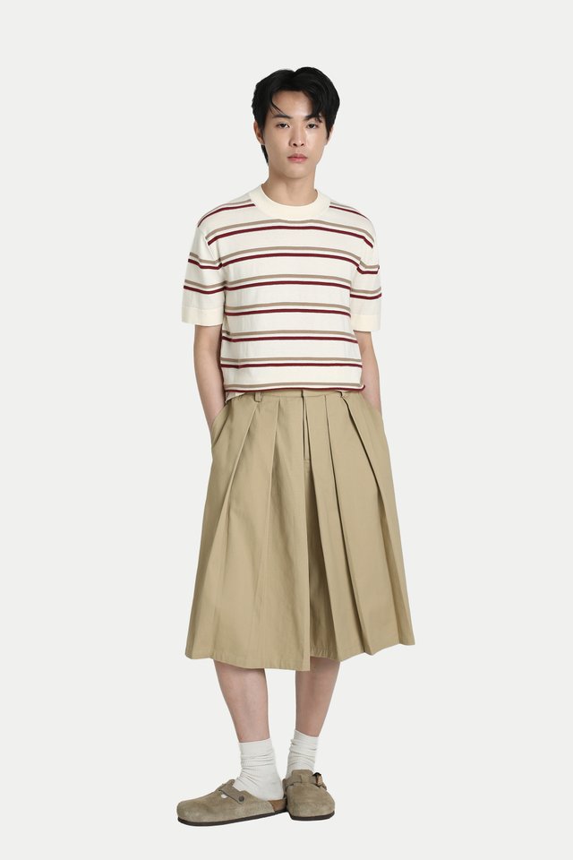 HUEY STRIPED KNIT TOP IN CREAM