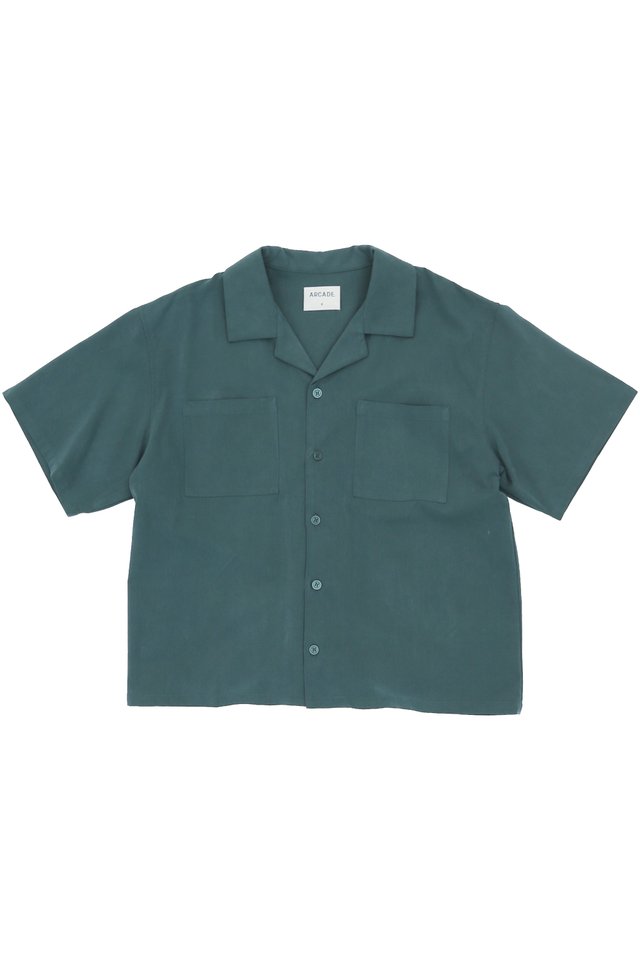 JAKOBI CAMP COLLAR SAFARI SHIRT IN TEAL
