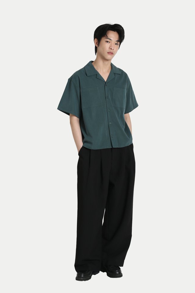 THADDEUS DOUBLE PLEAT TROUSERS IN BLACK